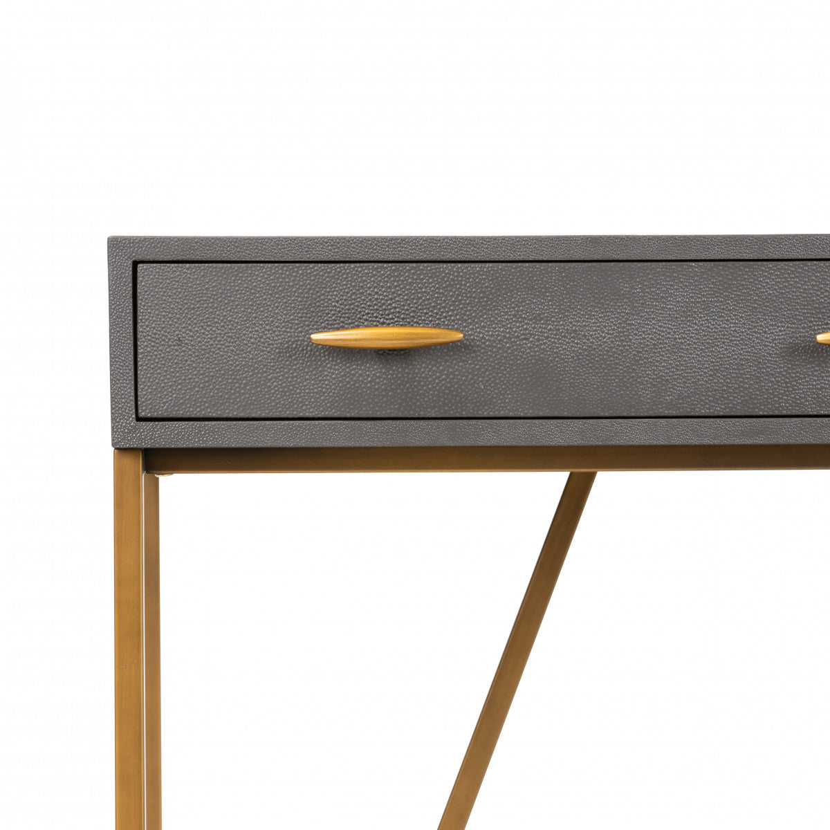 DI Designs Hampton Brown Shagreen & Bronze Desk | 2 Drawers